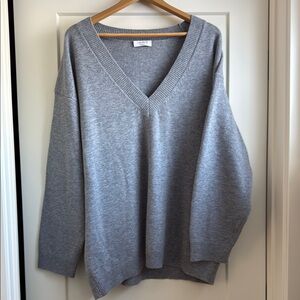 Brand New Aritzia - The Group Gray V-Neck Women's oversized Sweater
